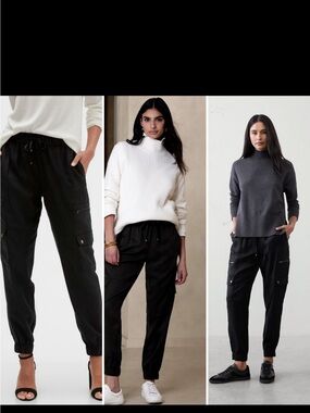 Banana Republic Tencel Cargo Jogger Pants Black Size S Petite